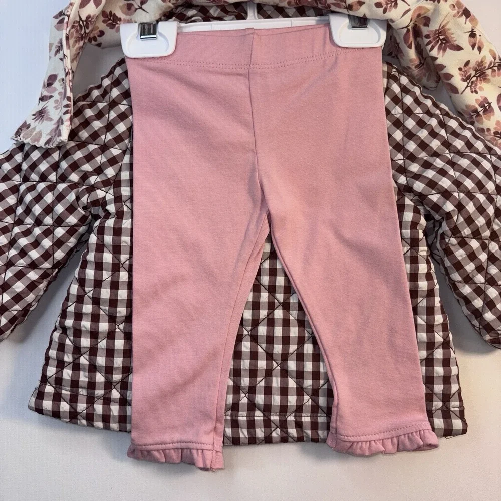 NWT Max Studio Kids 3-6M 3 Piece‎ Set Long Sleeve Pants  Jacket Cream Pink Brown